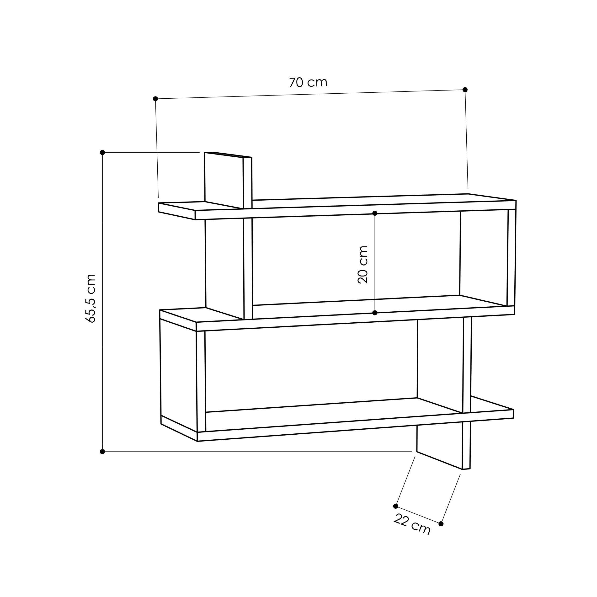 Parallel Wall Shelf - Oak - 4