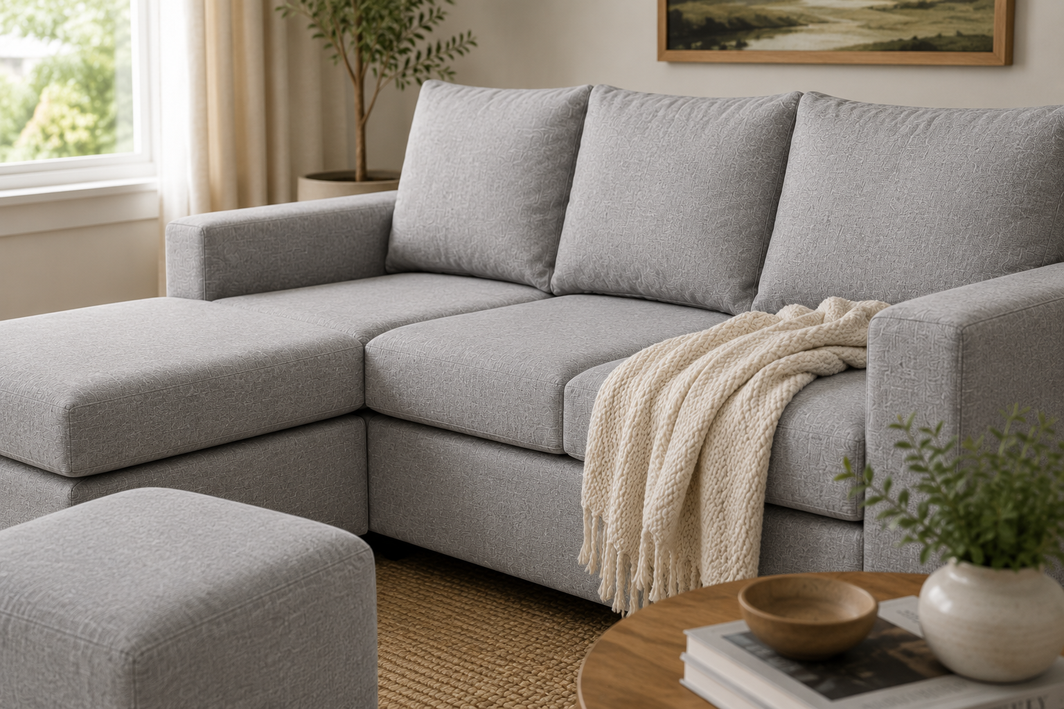 Jojo 4 Seater Sofa - Grey - Lifestyle close up