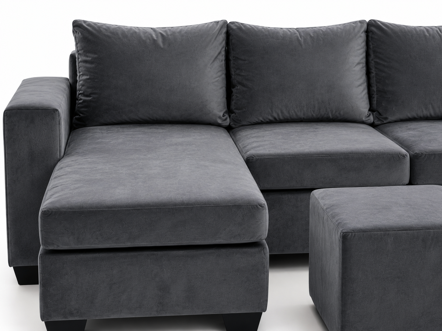 Andre 3 Seater Sofa - Grey Velvet - Close up