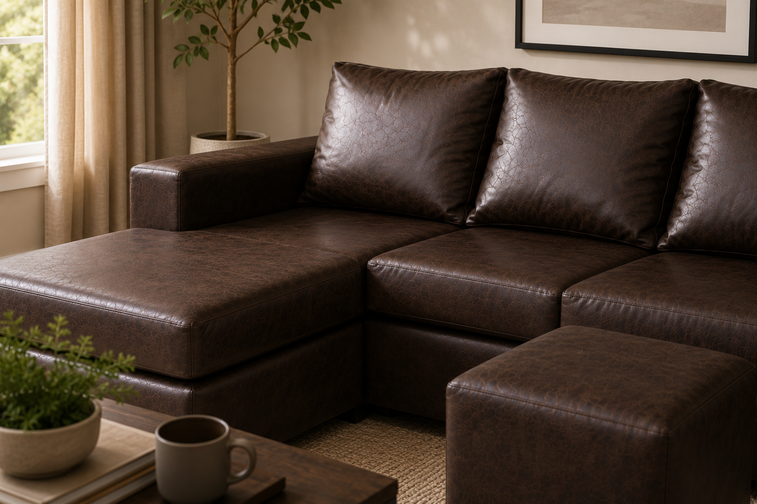 Jojo 4 Seater Sofa - Buffalo Brown - Lifestyle close up