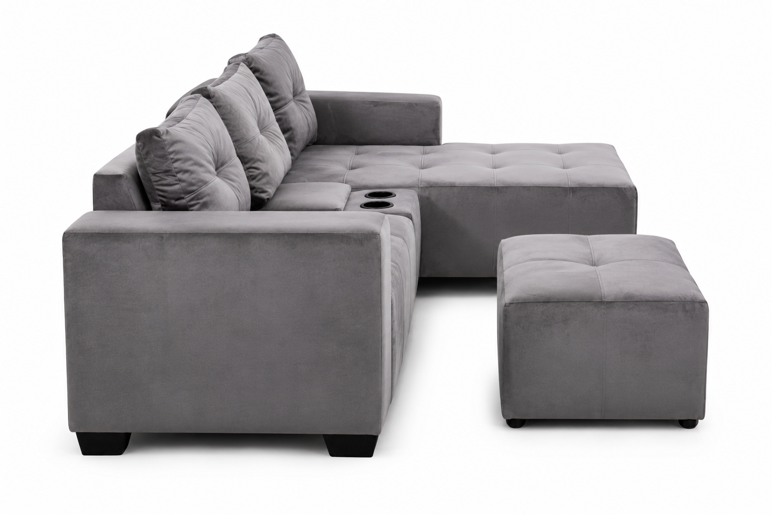 Chelsea Sofa - Left Hand Grey Velvet - Side view