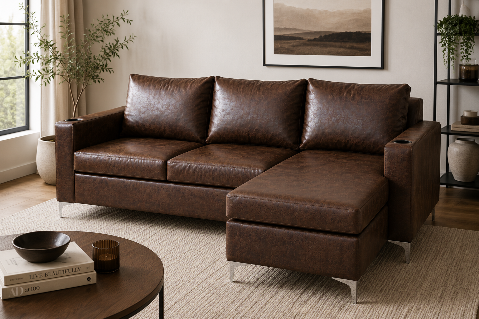 Charlie Corner Couch - Buffalo Brown - Lifestyle