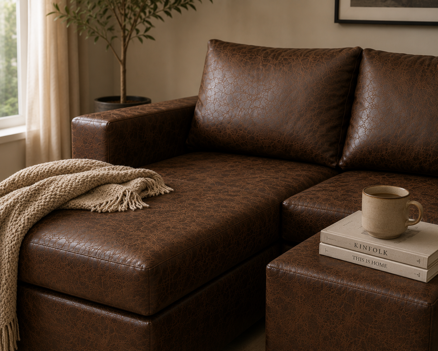 Andre 3 Seater Sofa - Buffalo Brown - Lifestyle close up