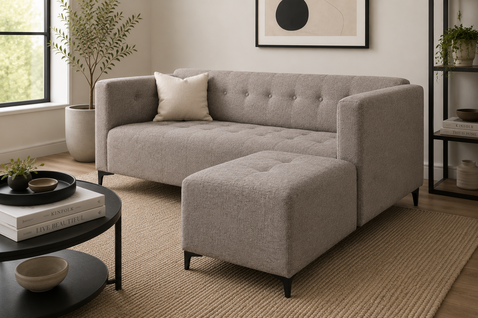 George 3 Seater Sofa - Grey - Side view