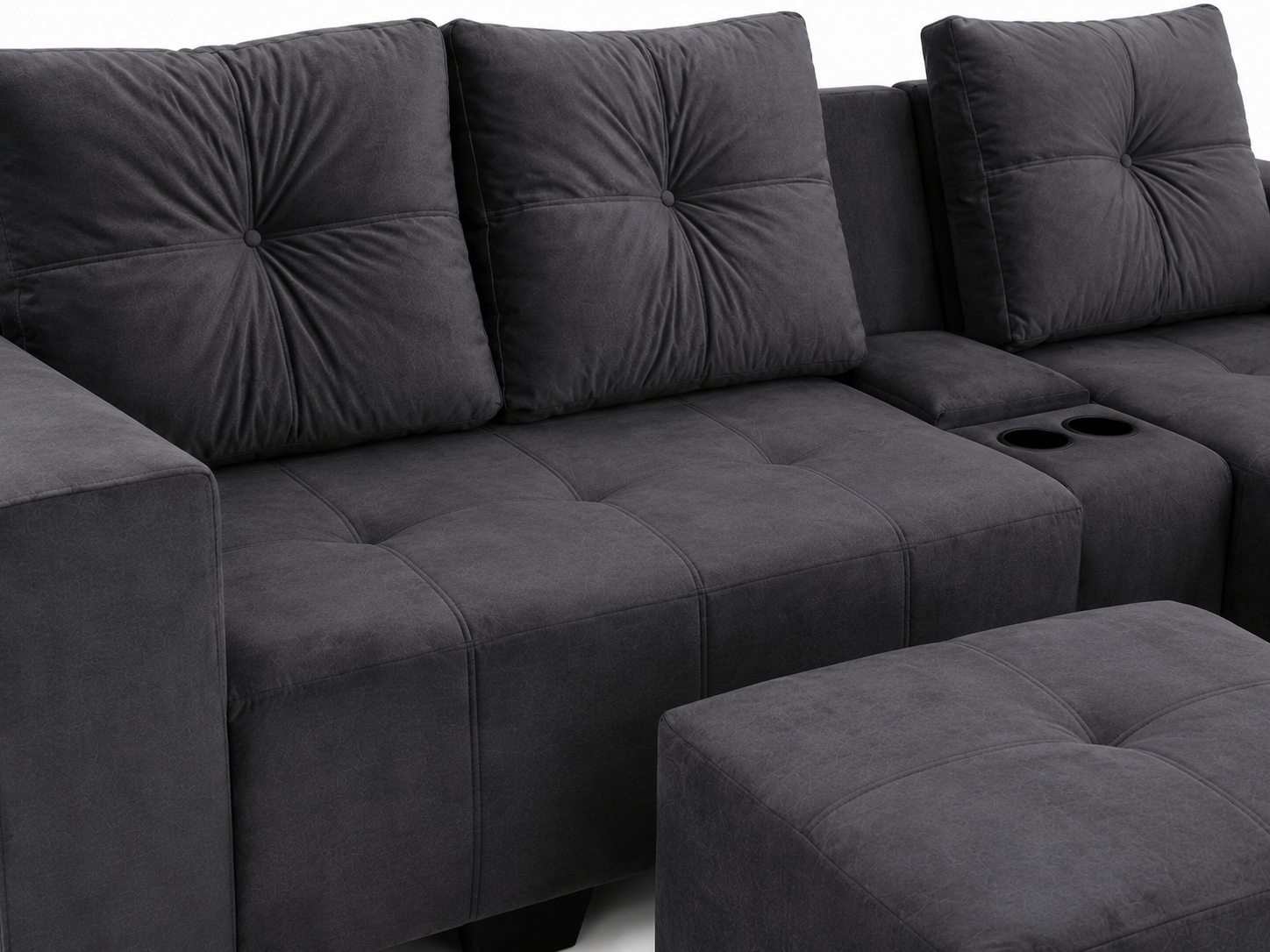 Chelsea Sofa - Right Hand Grey Velvet - Close up