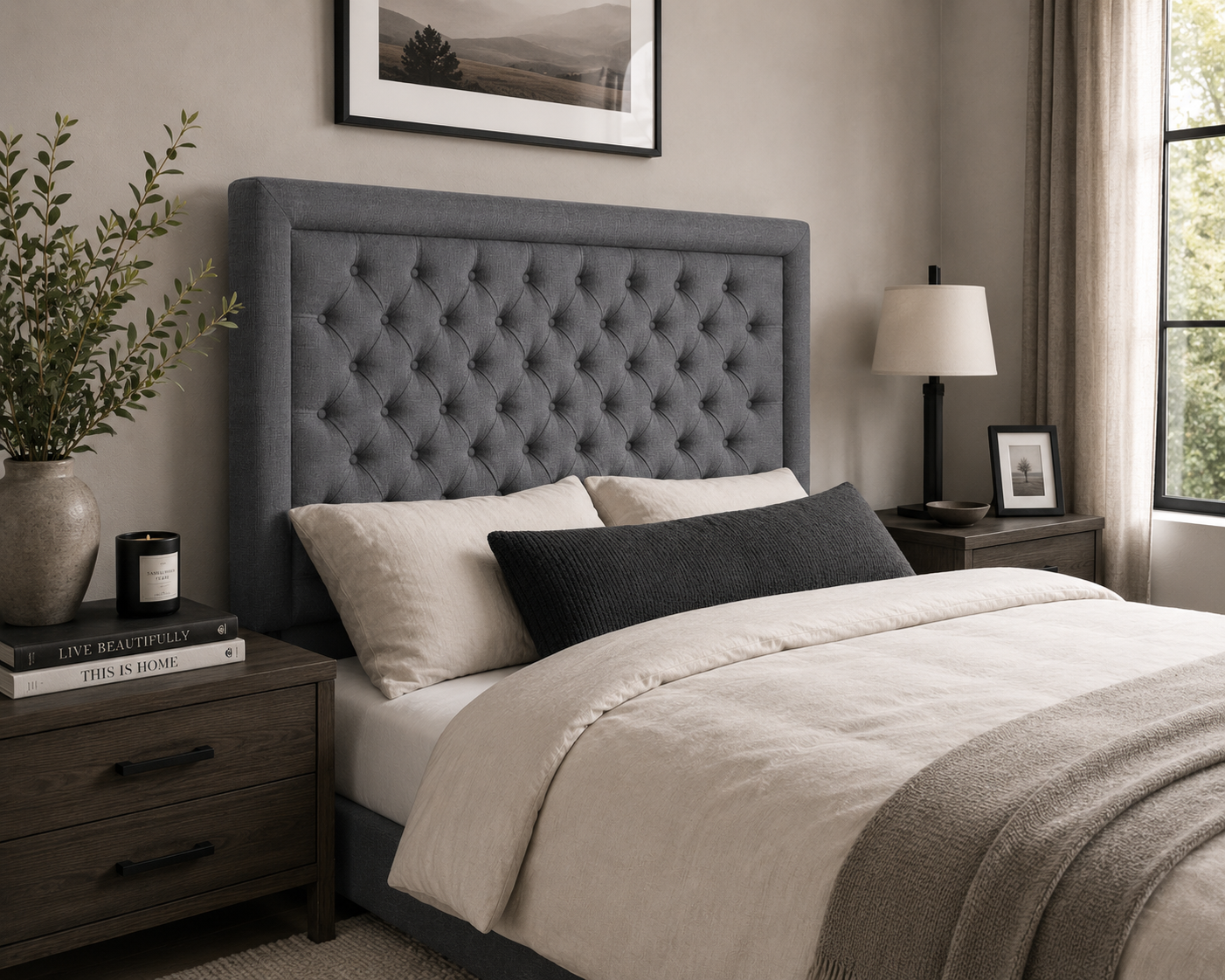 Nadine Headboard - Grey - Lifestyle