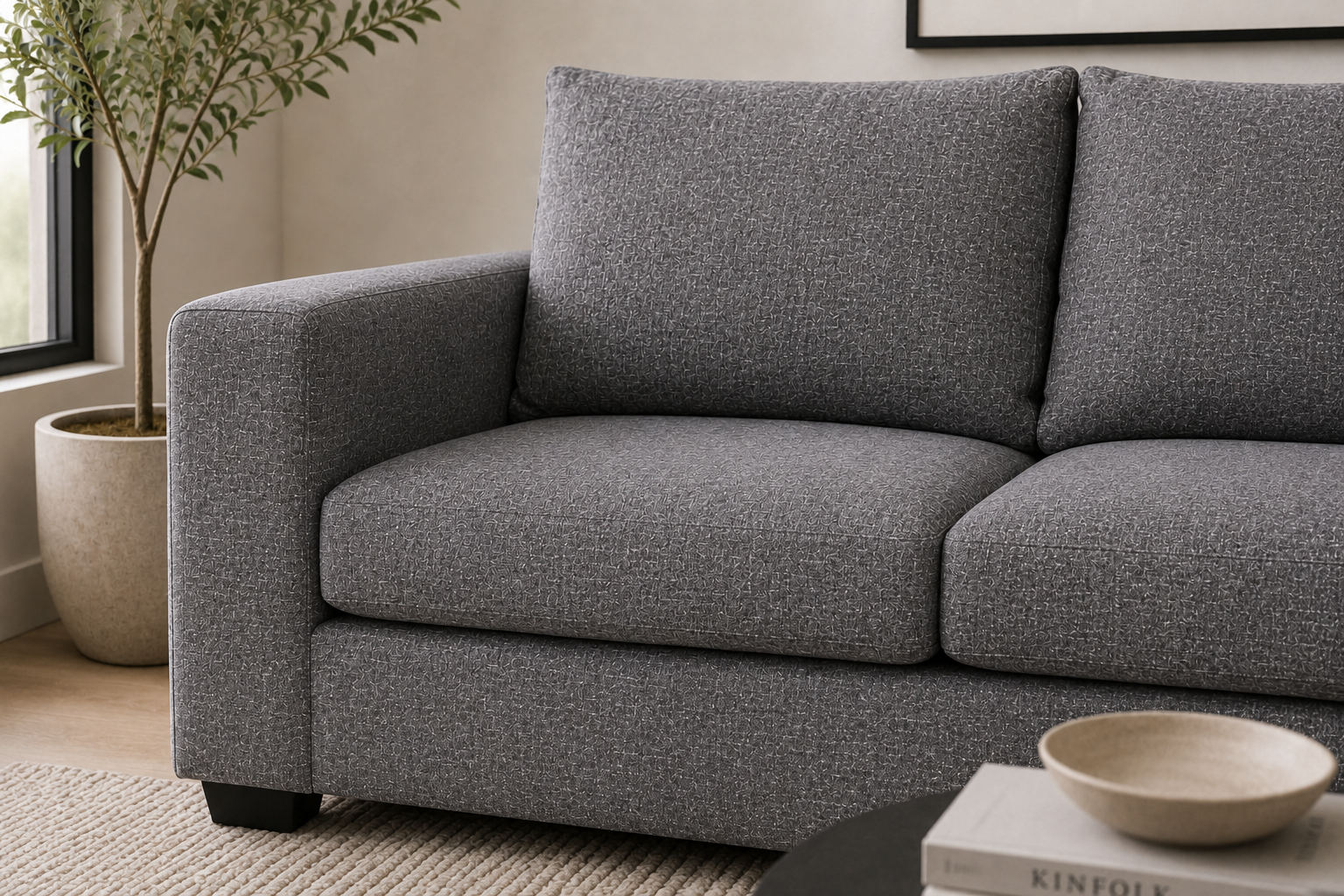 Jody 3 Seater Sofa - Charcoal - Lifestyle close up