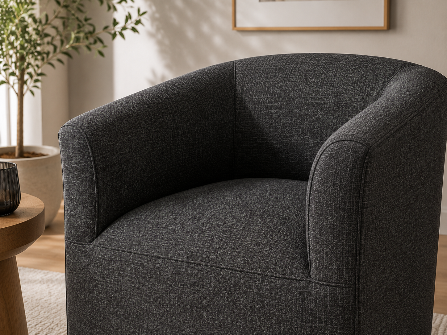 Prince Tub Chair - Charcoal - Lifestyle close up