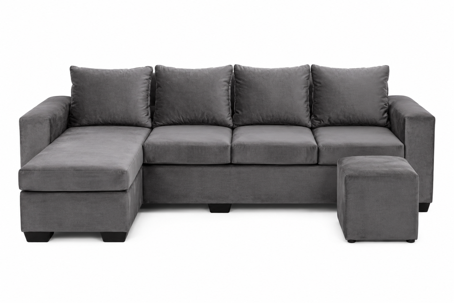 Jojo 4 Seater Sofa - Grey Velvet - Studio shot
