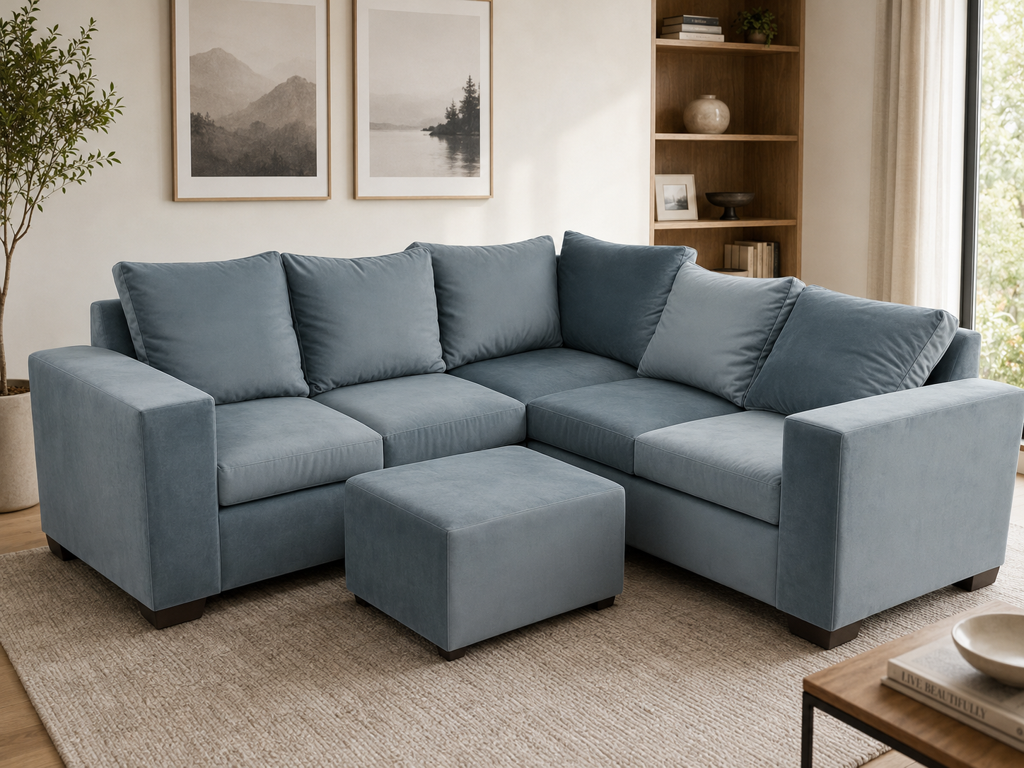 Jenny Corner Sofa - Grey Velvet - Lifestyle