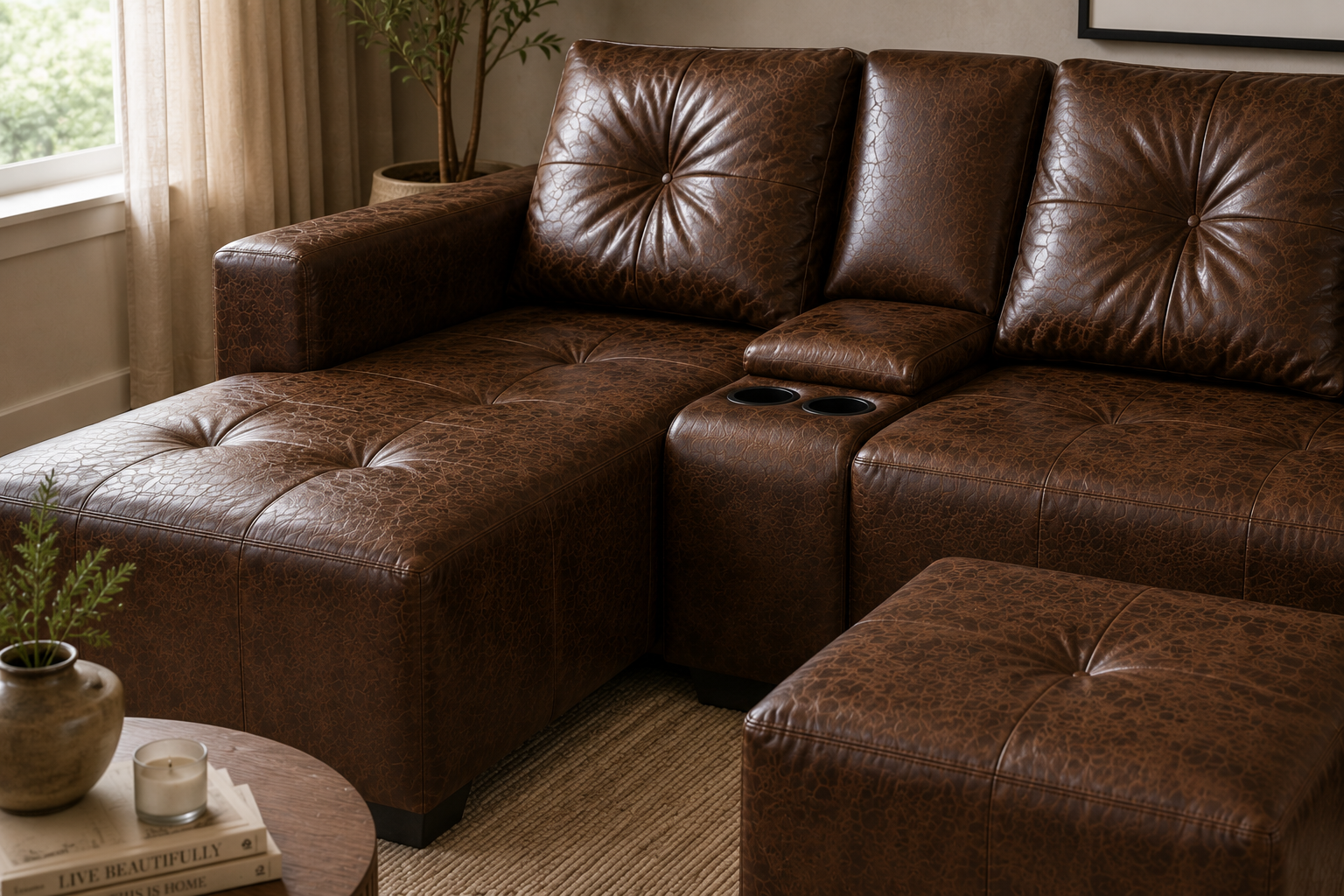Chelsea Sofa - Left Hand Buffalo Brown - Lifestyle close up