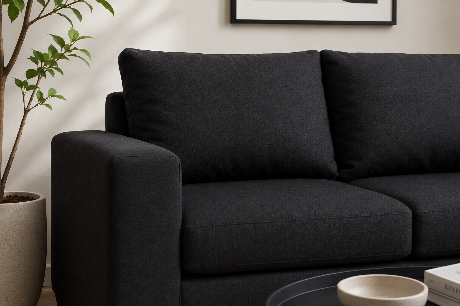 Dimension 2 Seater Sofa - Black - Lifestyle close up