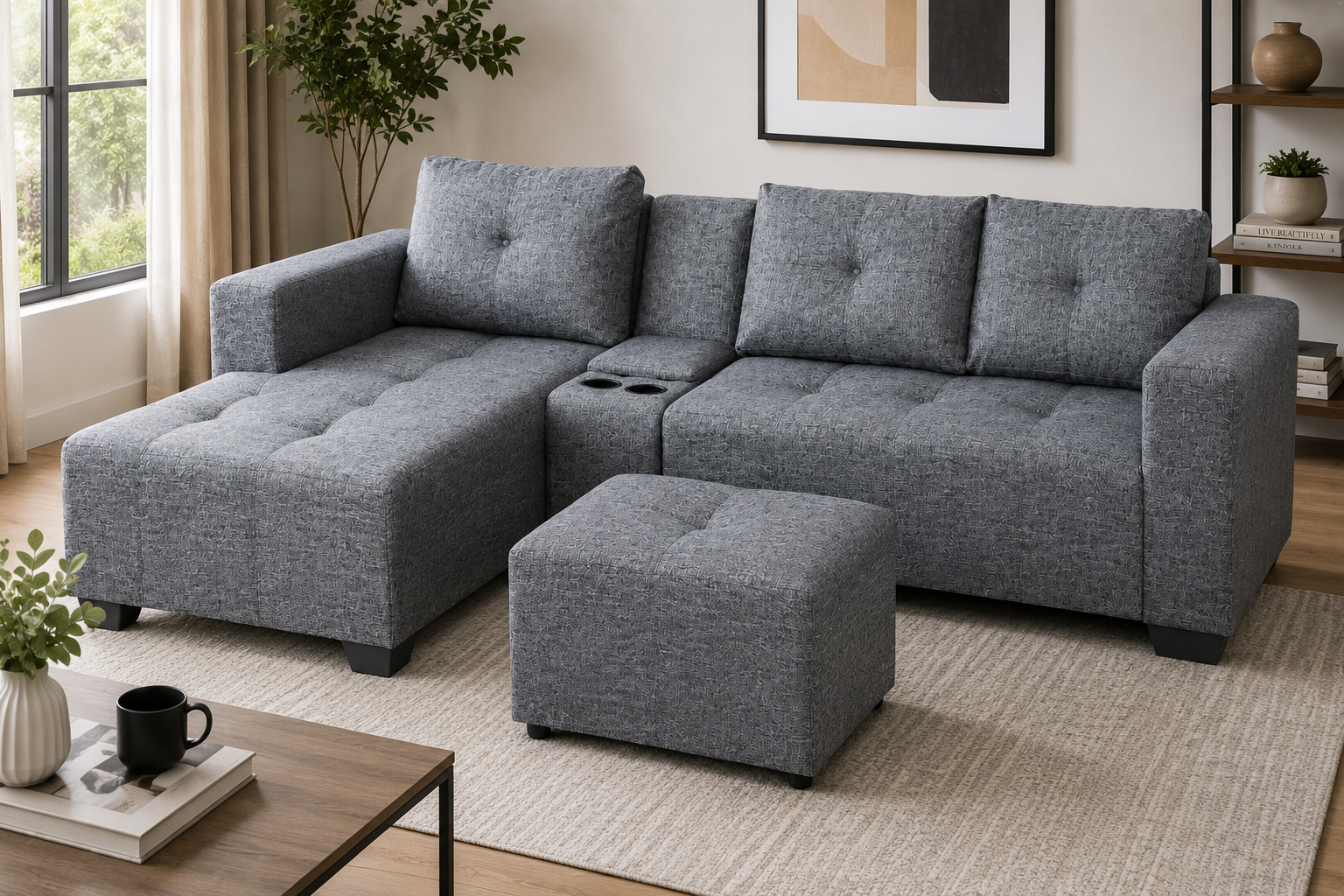 Chelsea Sofa - Left Hand Charcoal - Lifestyle