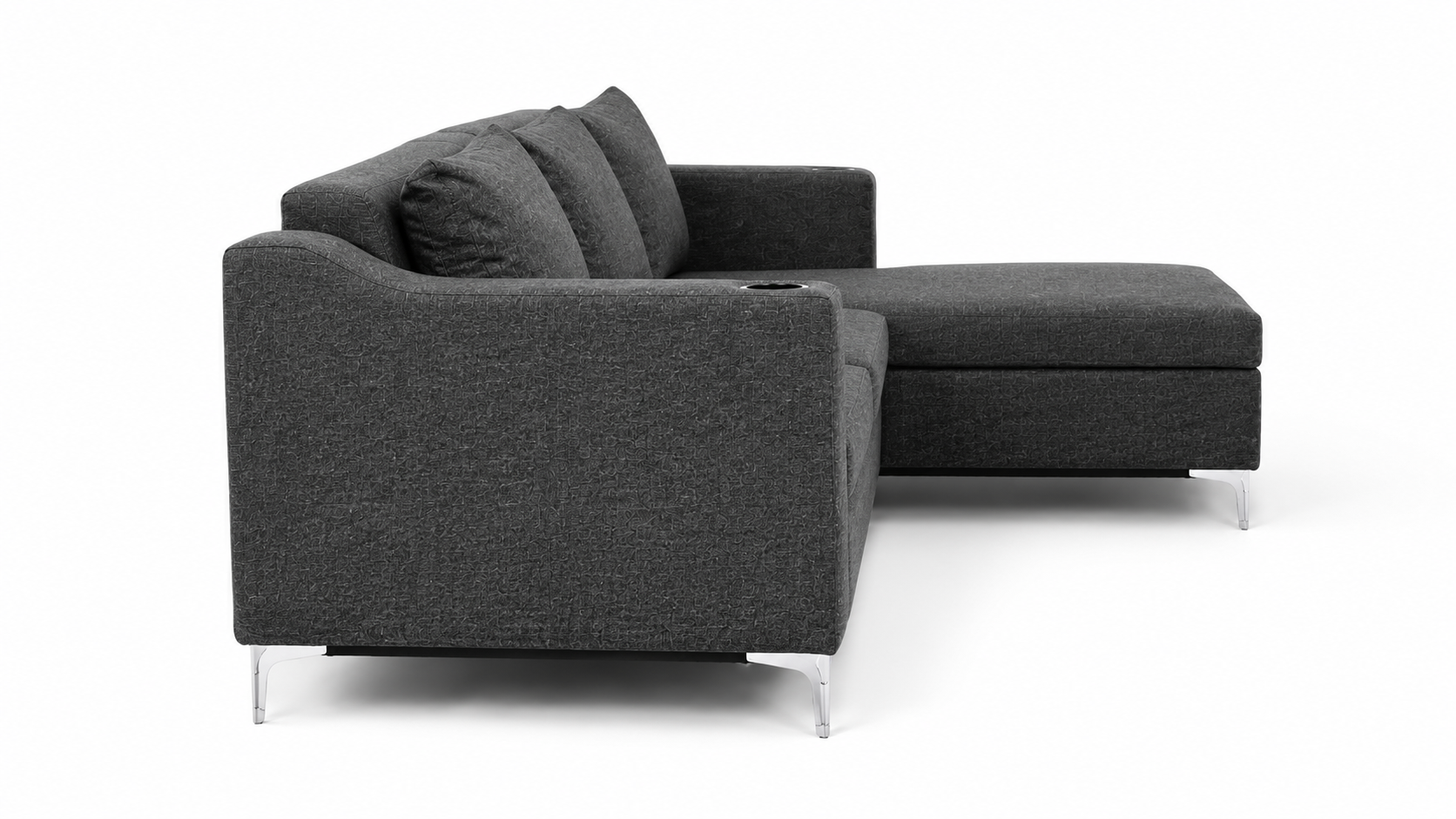 Charlie Corner Couch - Charcoal - Side view