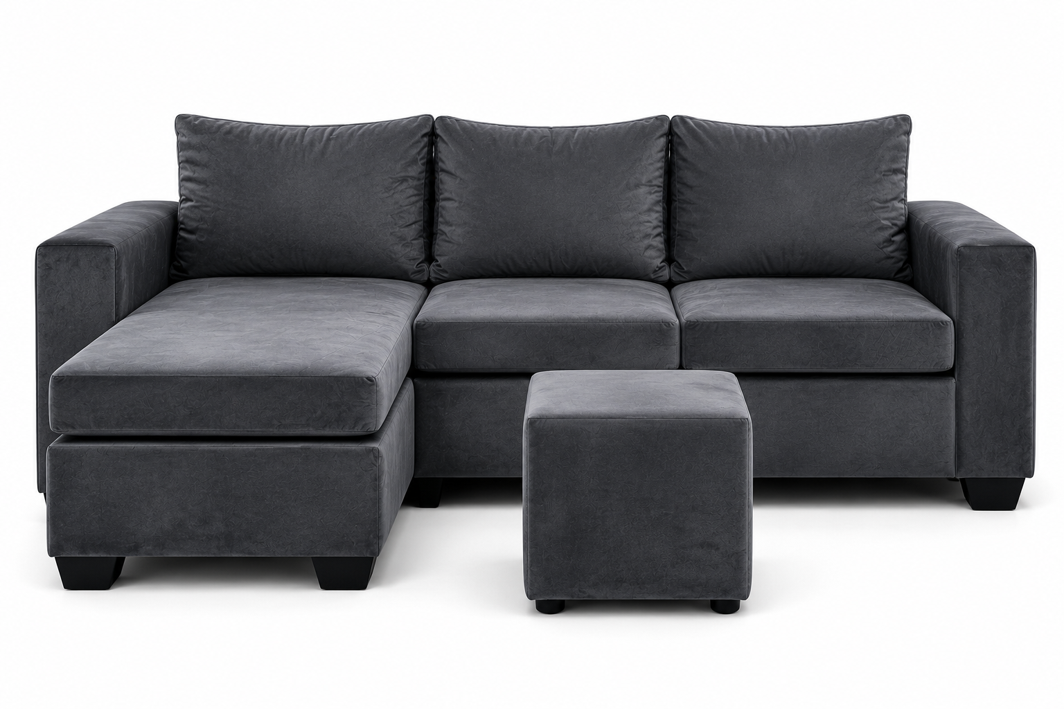 Andre 3 Seater Sofa - Grey Velvet - Front