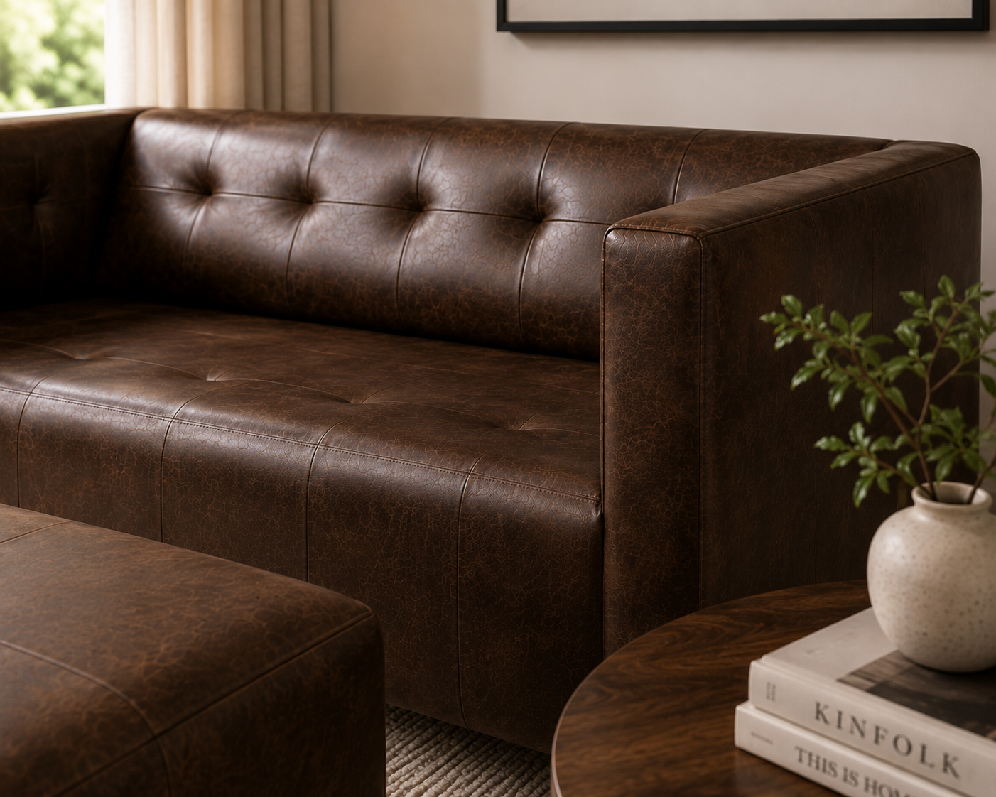 George 3 Seater Sofa - Buffalo Brown - Lifestyle close up