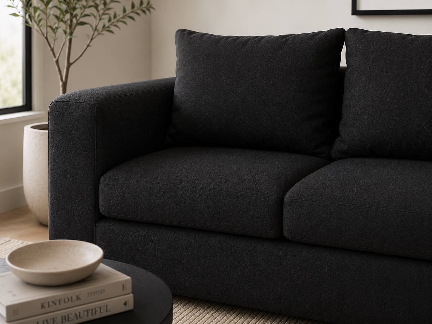 Jody 3 Seater Sofa - Black - Close up
