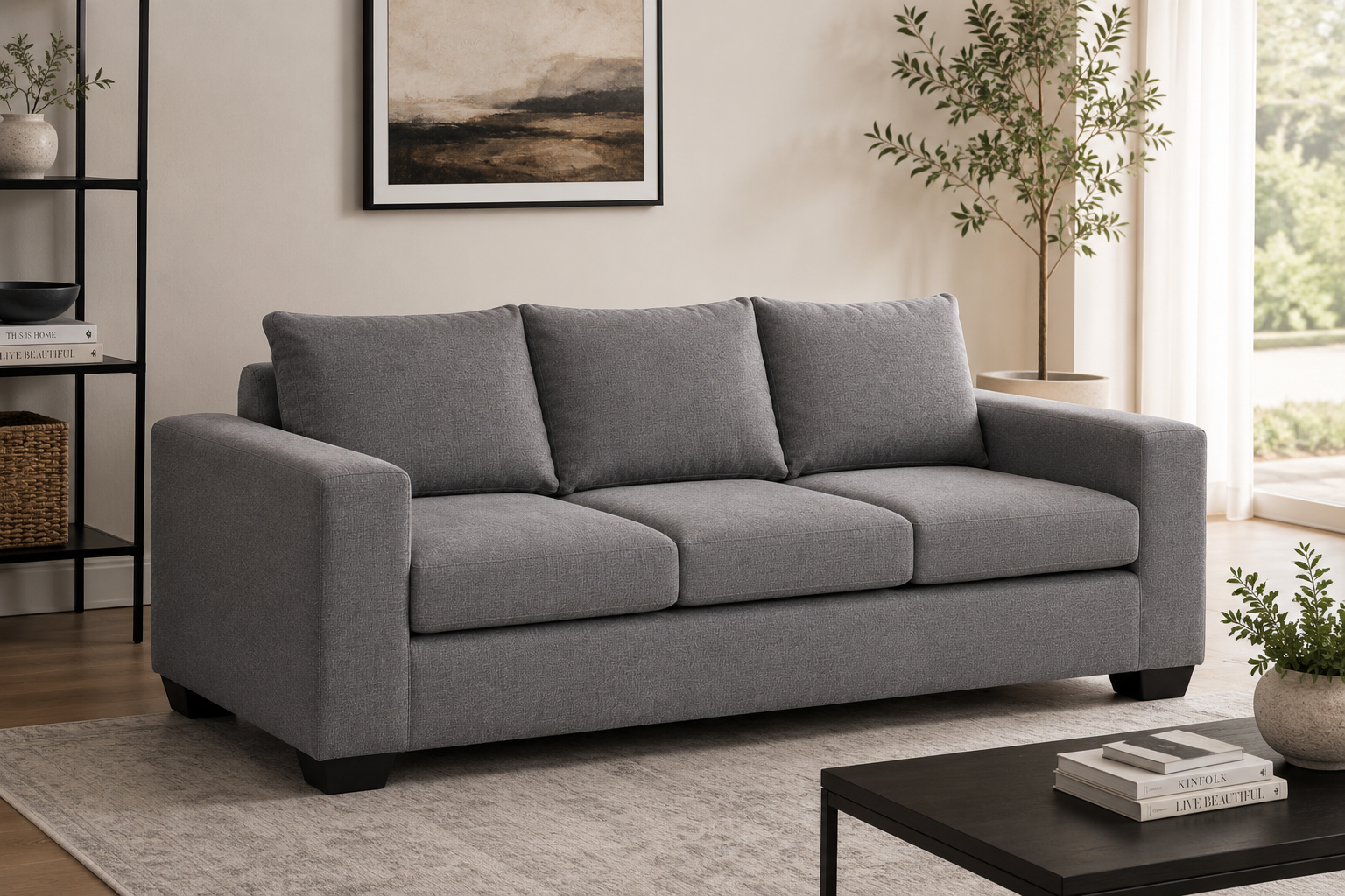 Jody 3 Seater Sofa - Grey - Lifestyle
