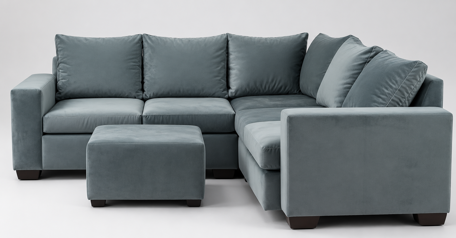 Jenny Corner Sofa - Grey Velvet - Side view