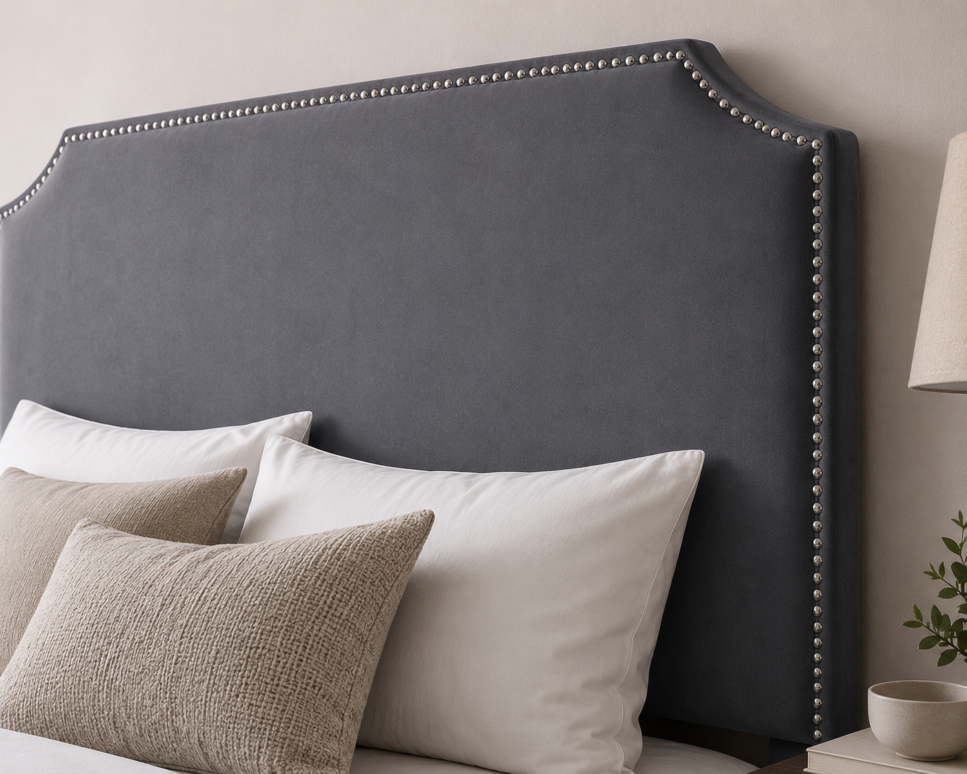 Jonathan Headboard - Grey Velvet - Close up