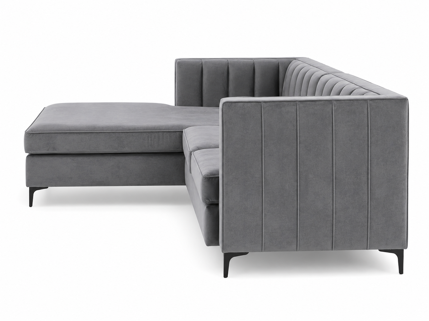 Emily Corner Sofa - Right Hand Grey Velvet - Side view