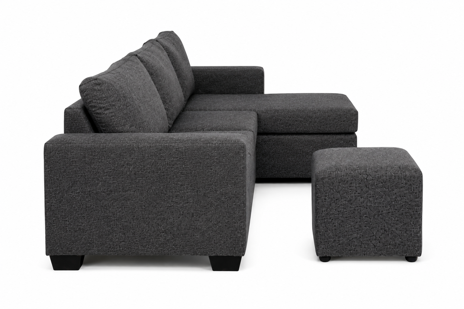 Jojo 4 Seater Sofa - Charcoal - Side view