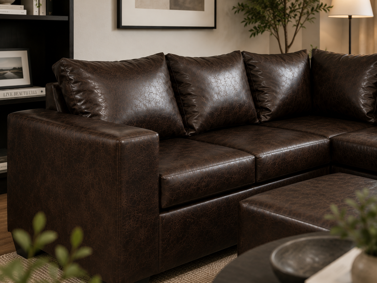 Jenny Corner Sofa - Buffalo Brown - Lifestyle close up