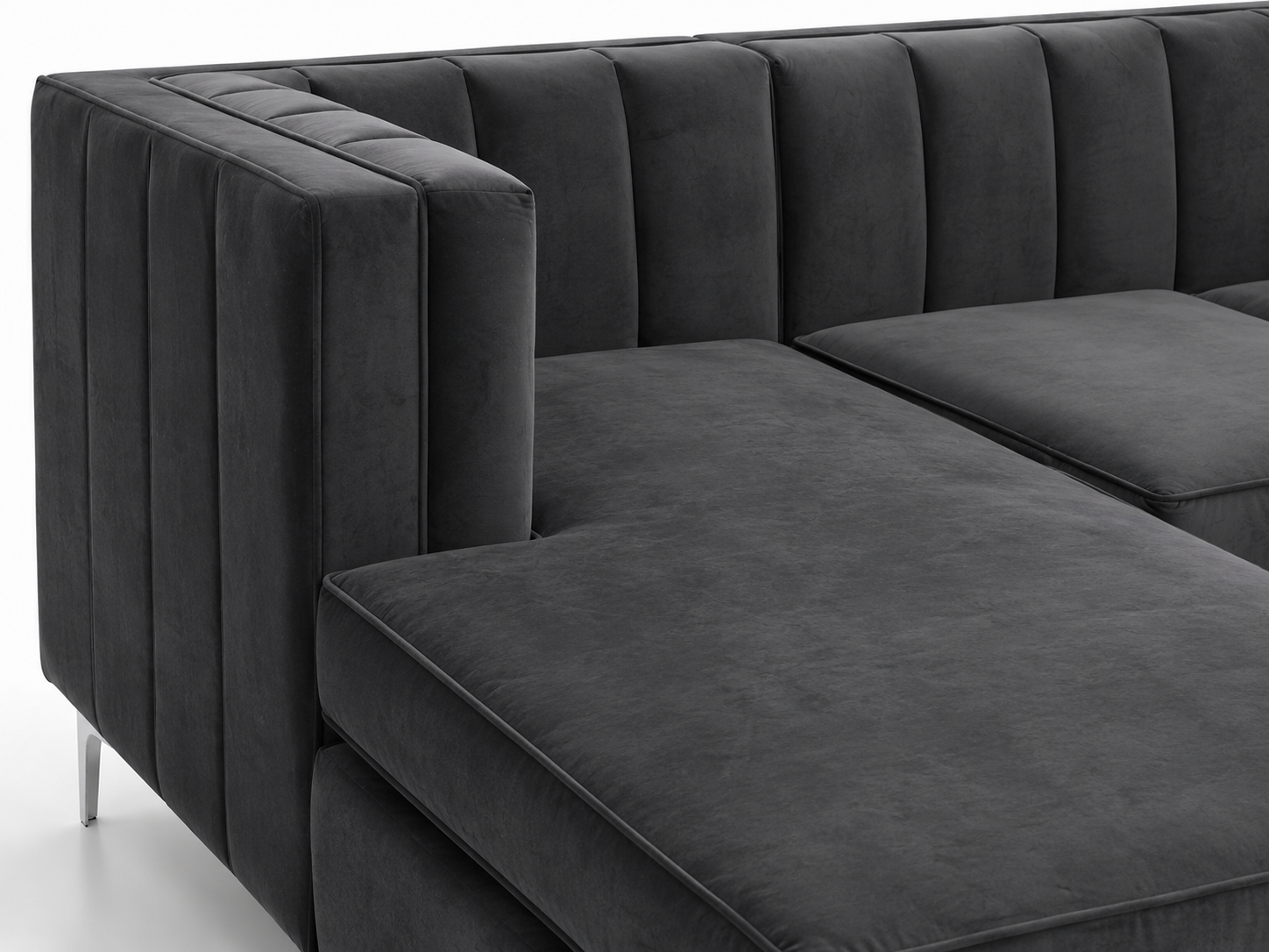 Emily Corner Sofa - Left Hand Grey Velvet - Close up