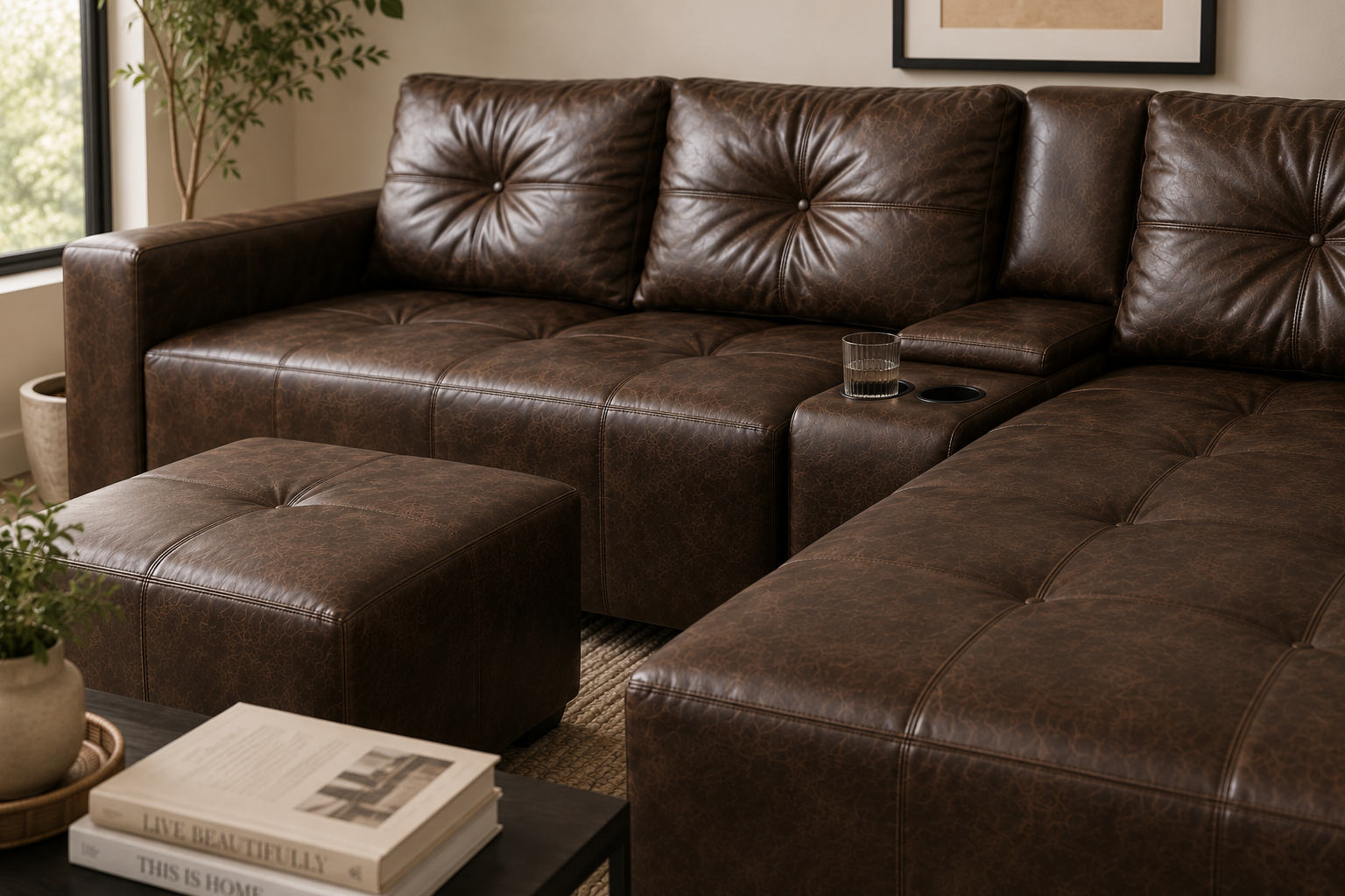 Chelsea Sofa - Right Hand Buffalo Brown - Lifestyle close up