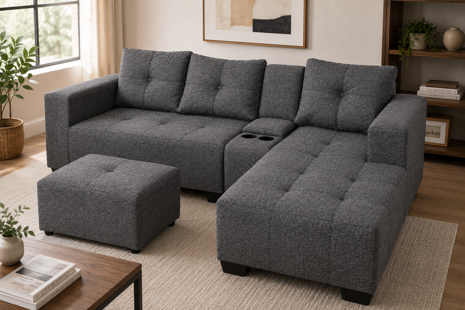 Chelsea Sofa - Right Hand Charcoal - Lifestyle