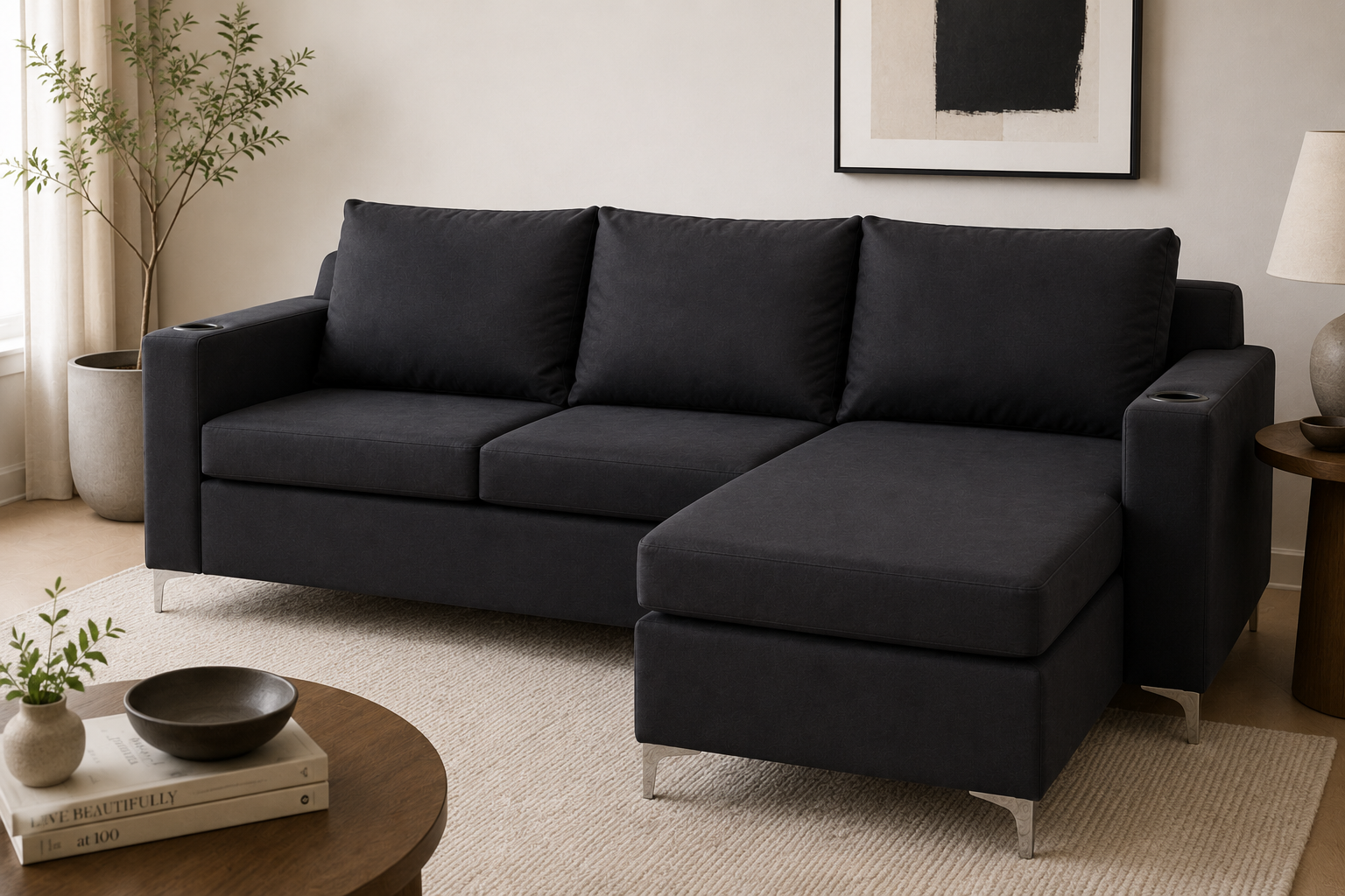 Charlie Corner Couch - Black - Lifestyle
