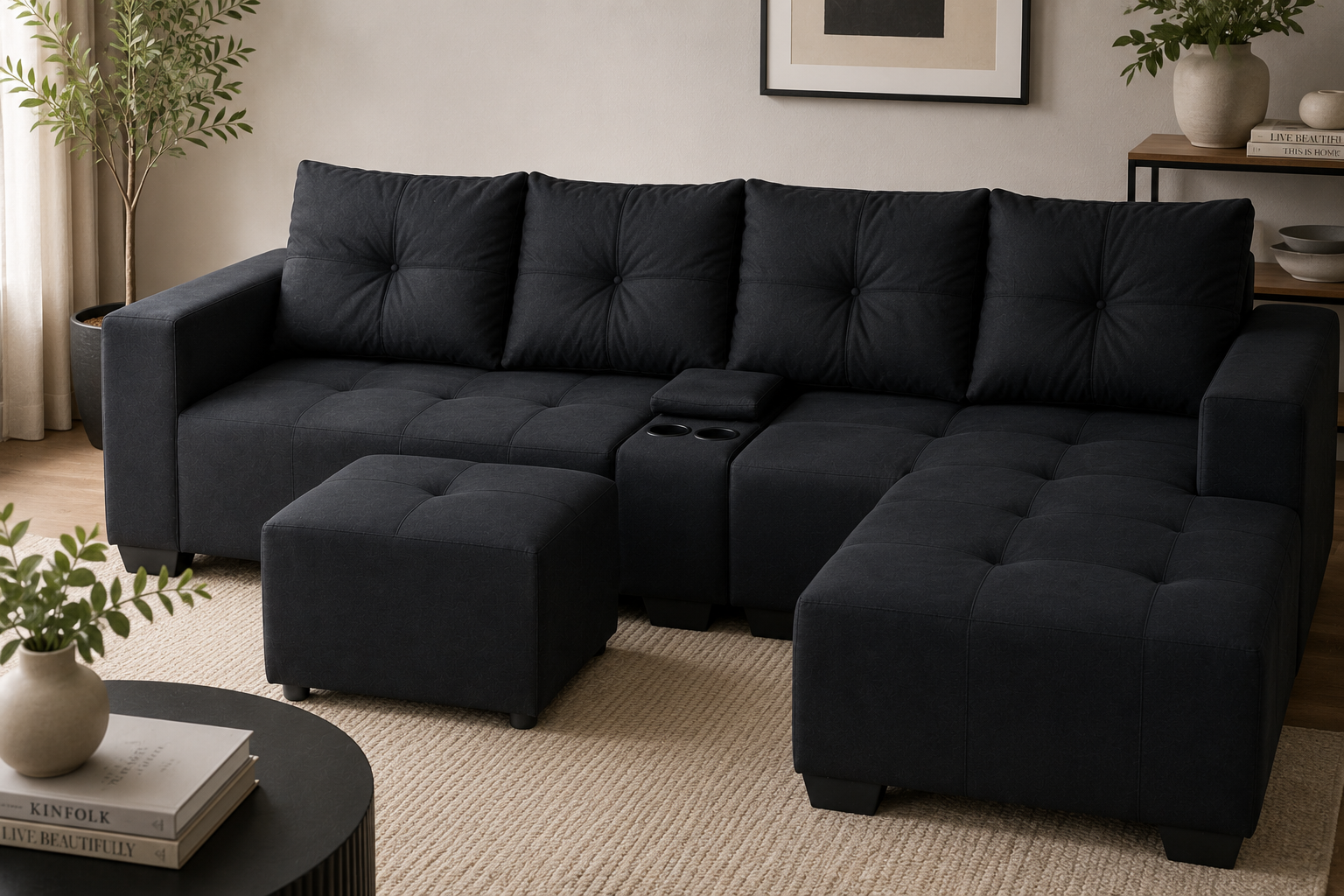 Chelsea Sofa - Right Hand Black - Lifestyle