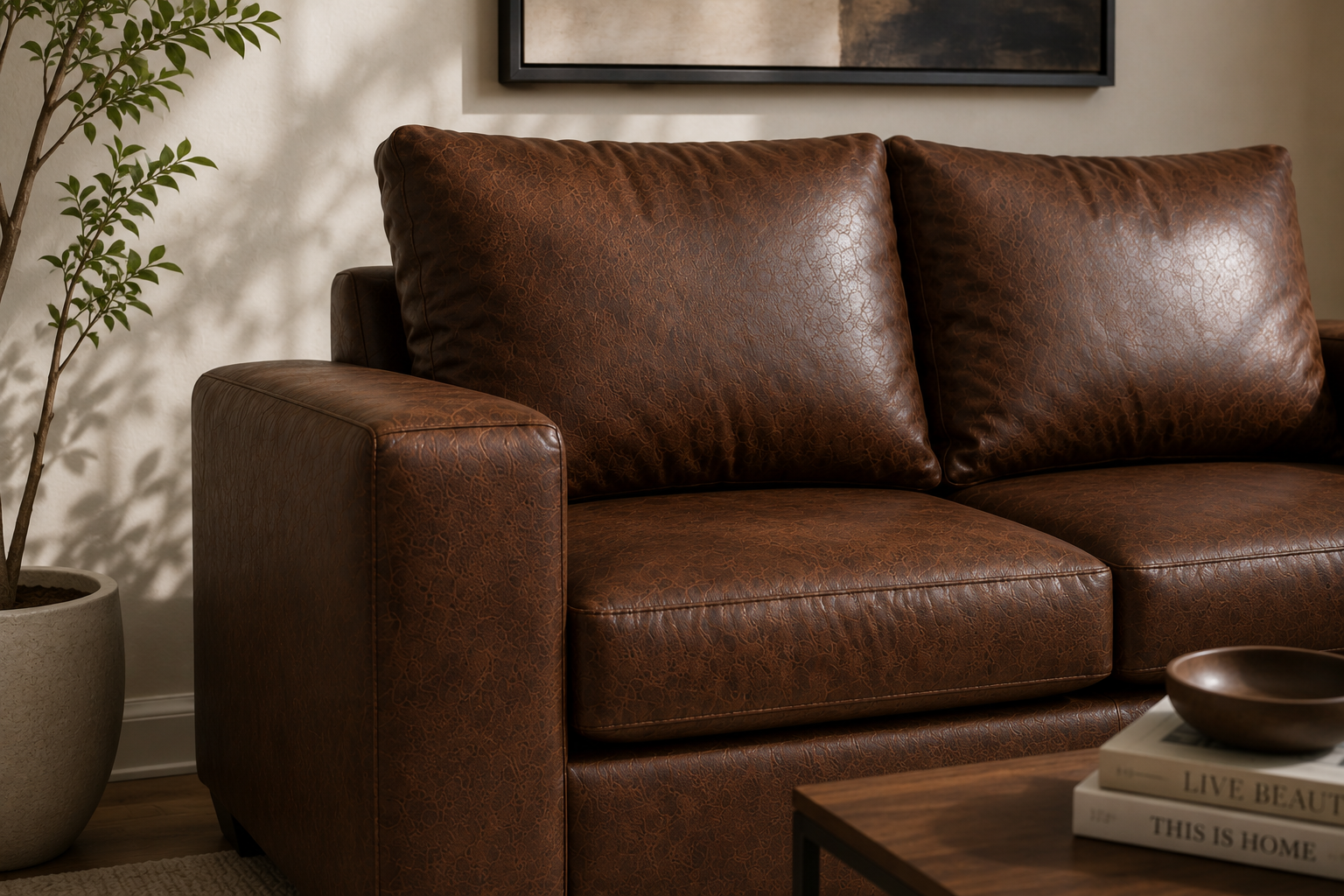 Dimension 2 Seater Sofa - Buffalo Brown - Lifestyle close up