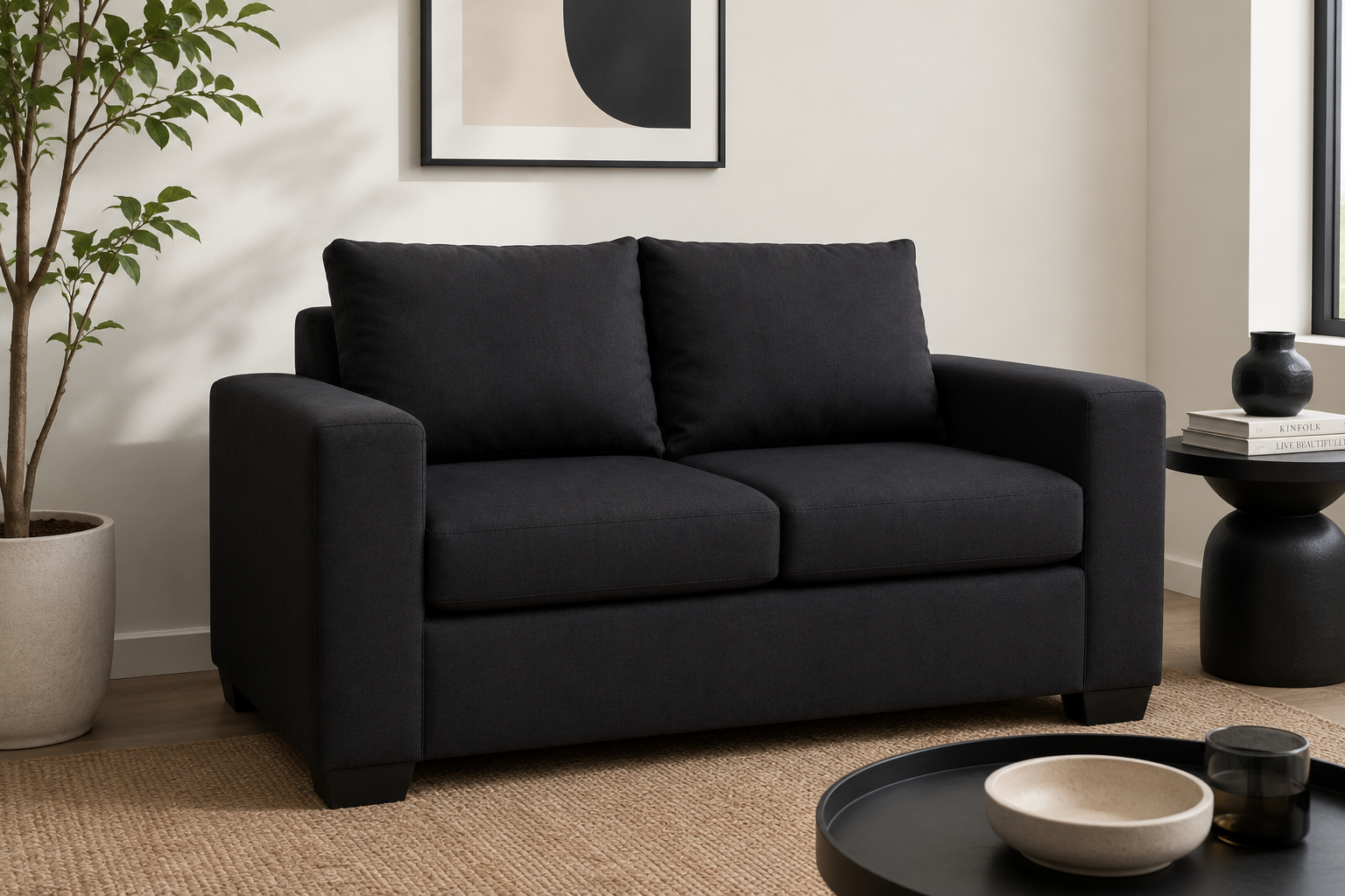 Dimension 2 Seater Sofa - Black - Lifestyle