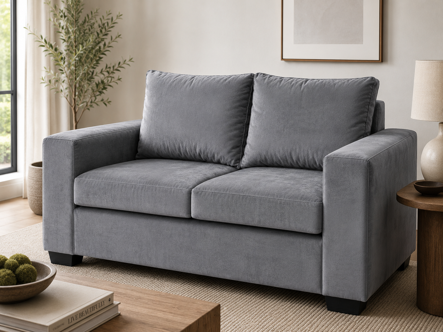 Dimension 2 Seater Sofa - Grey Velvet - Lifestyle