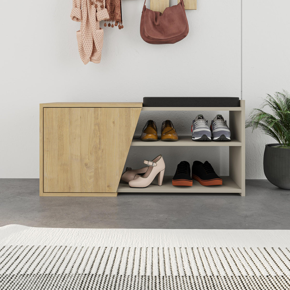 Fiona Shoe Bench - Sandstone Oak - 1