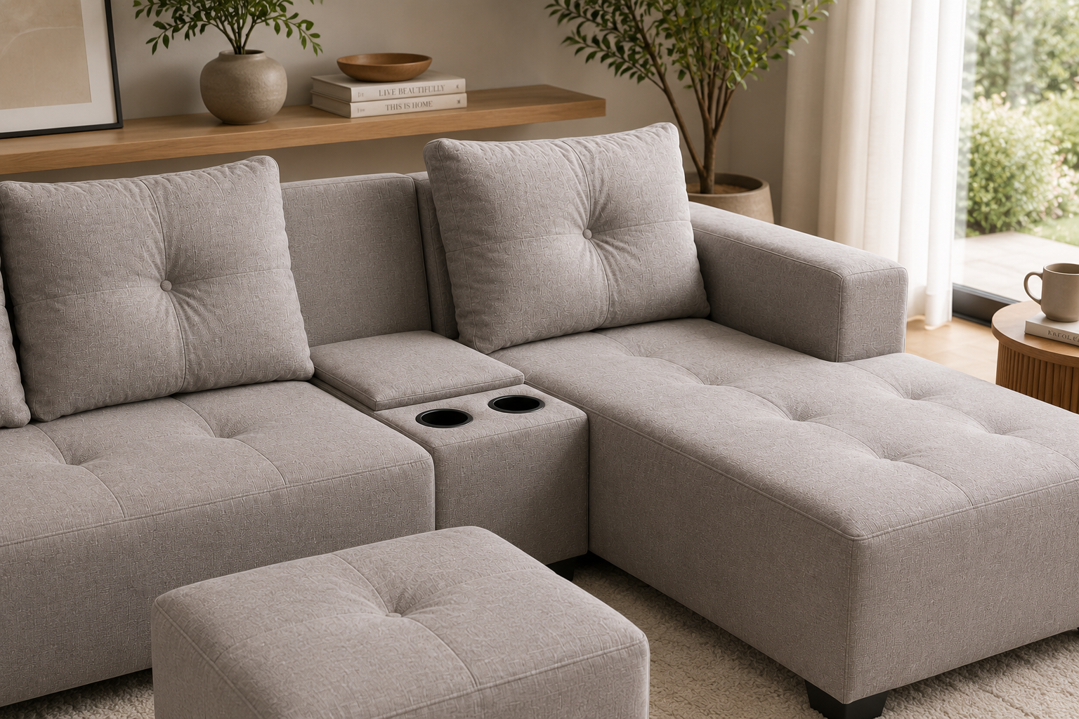 Chelsea Sofa - Right Hand Grey - Lifestyle close up