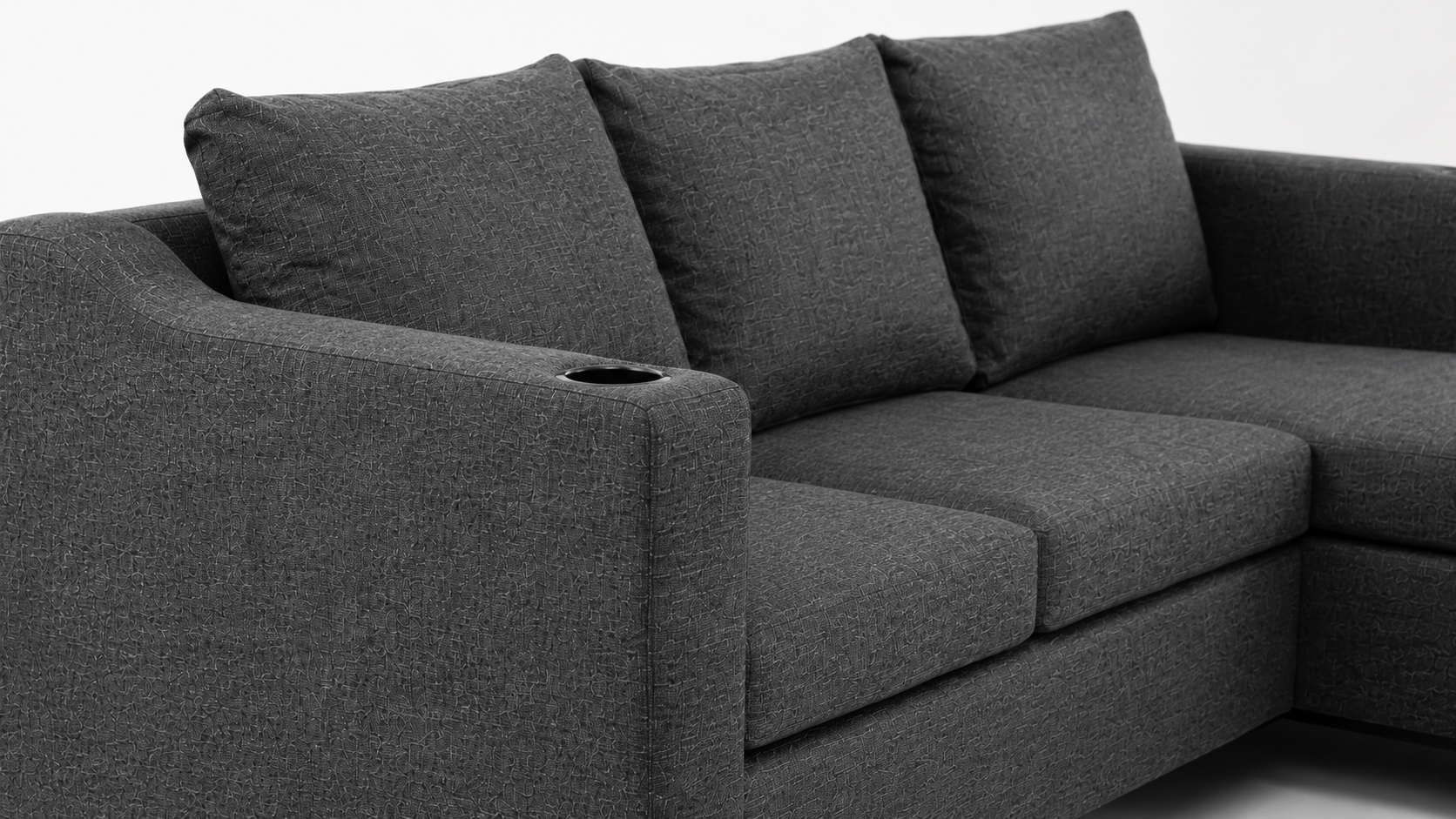 Charlie Corner Couch - Charcoal - Close up