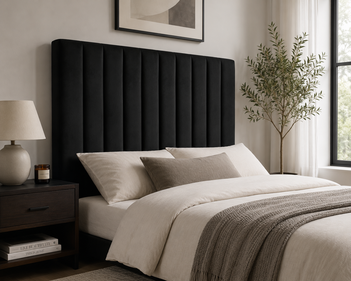 Victoria Headboard - Black Velvet - Lifestyle