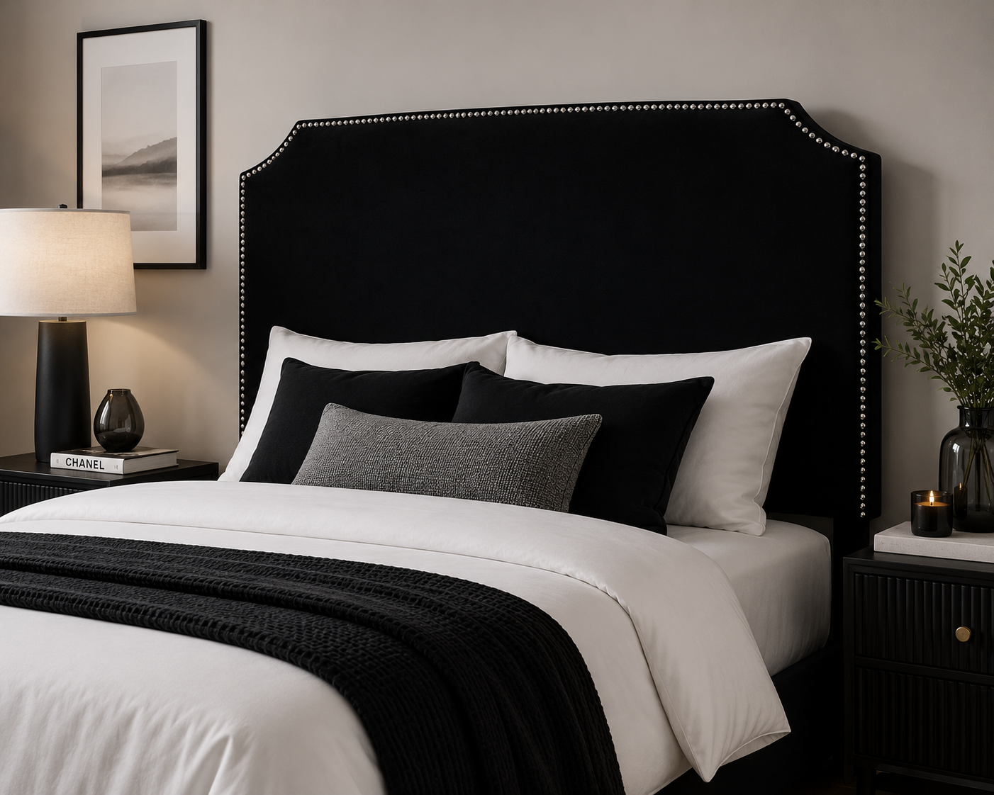 Jonathan Headboard - Black Velvet - Lifestyle