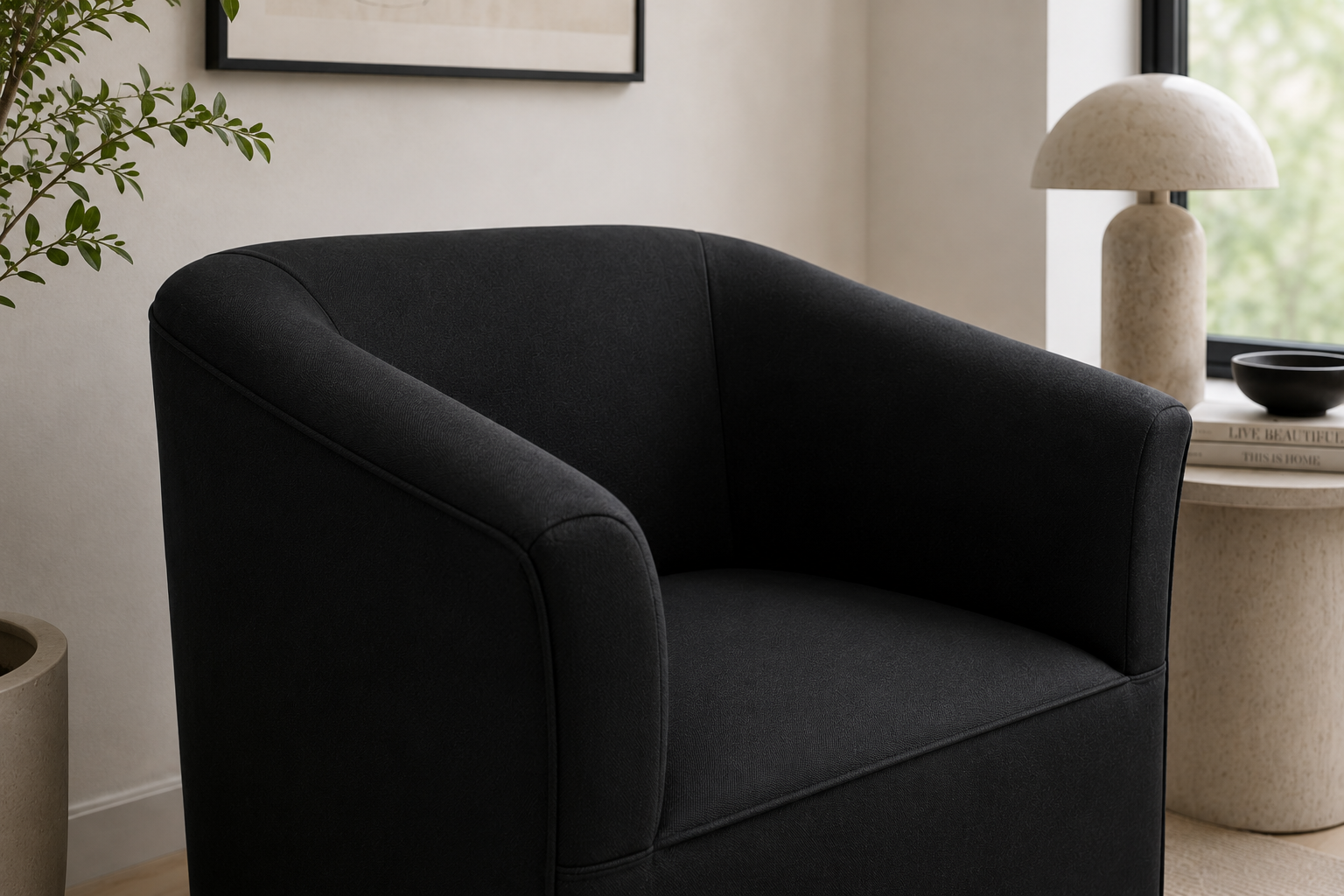 Prince Tub Chair - Black - Lifestyle close up