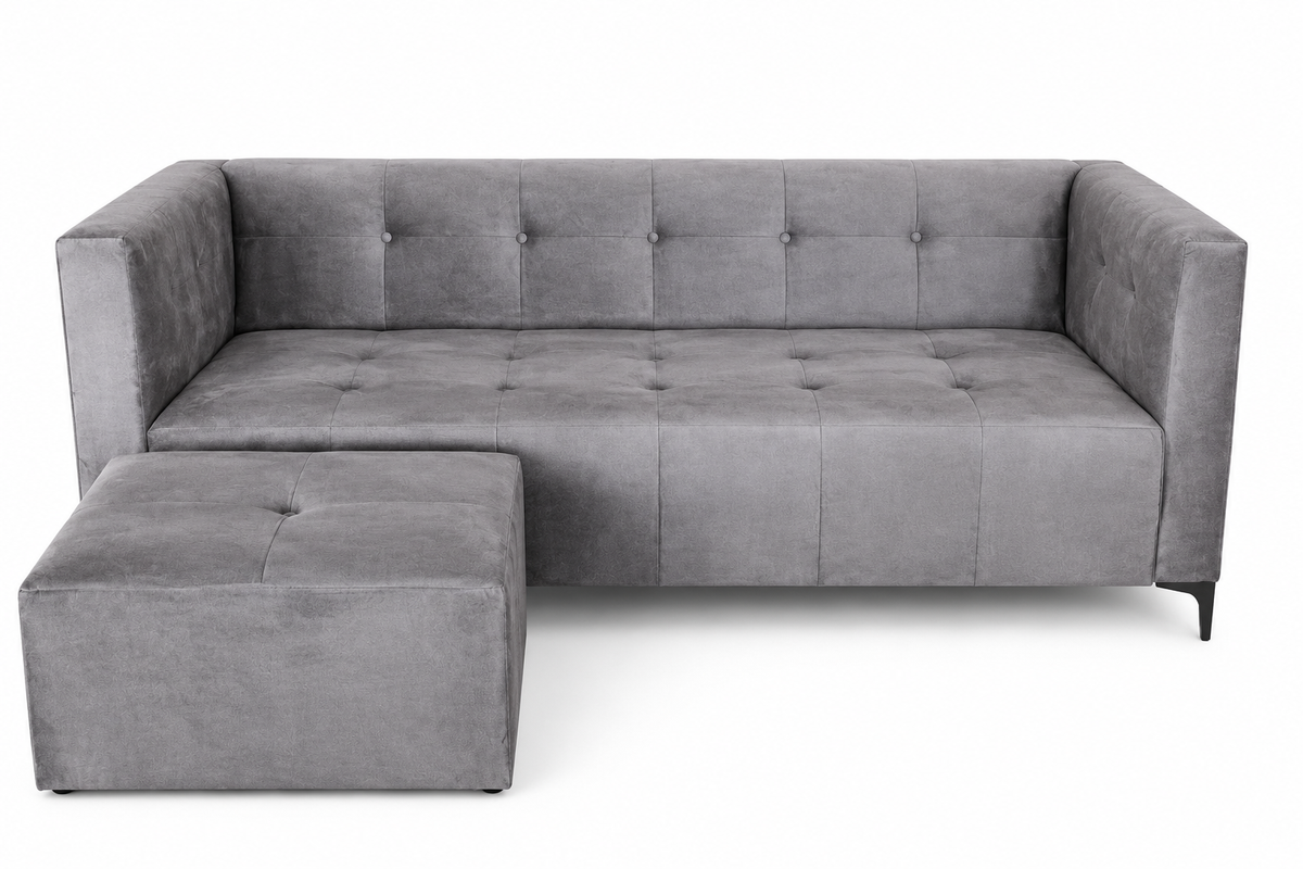 George 3 Seater Sofa - Grey Velvet - Studio shot