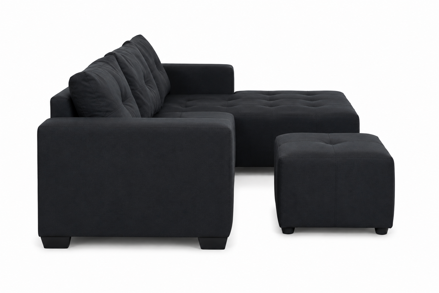 Chelsea Sofa - Right Hand Black - Side view