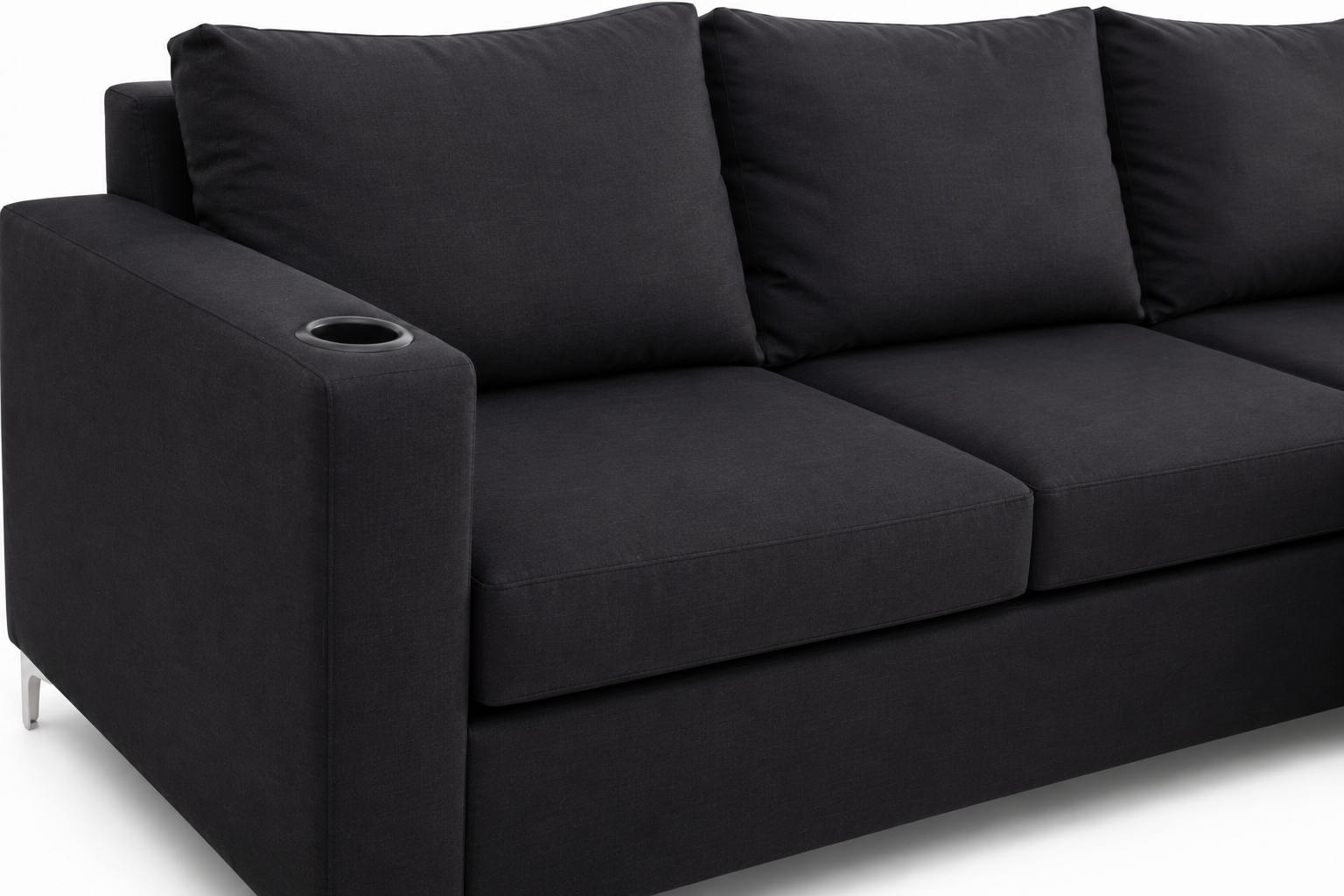 Charlie Corner Couch - Black - Close up