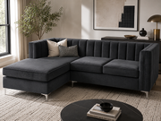 Emily Corner Sofa - Left Hand Grey Velvet - Lifestyle