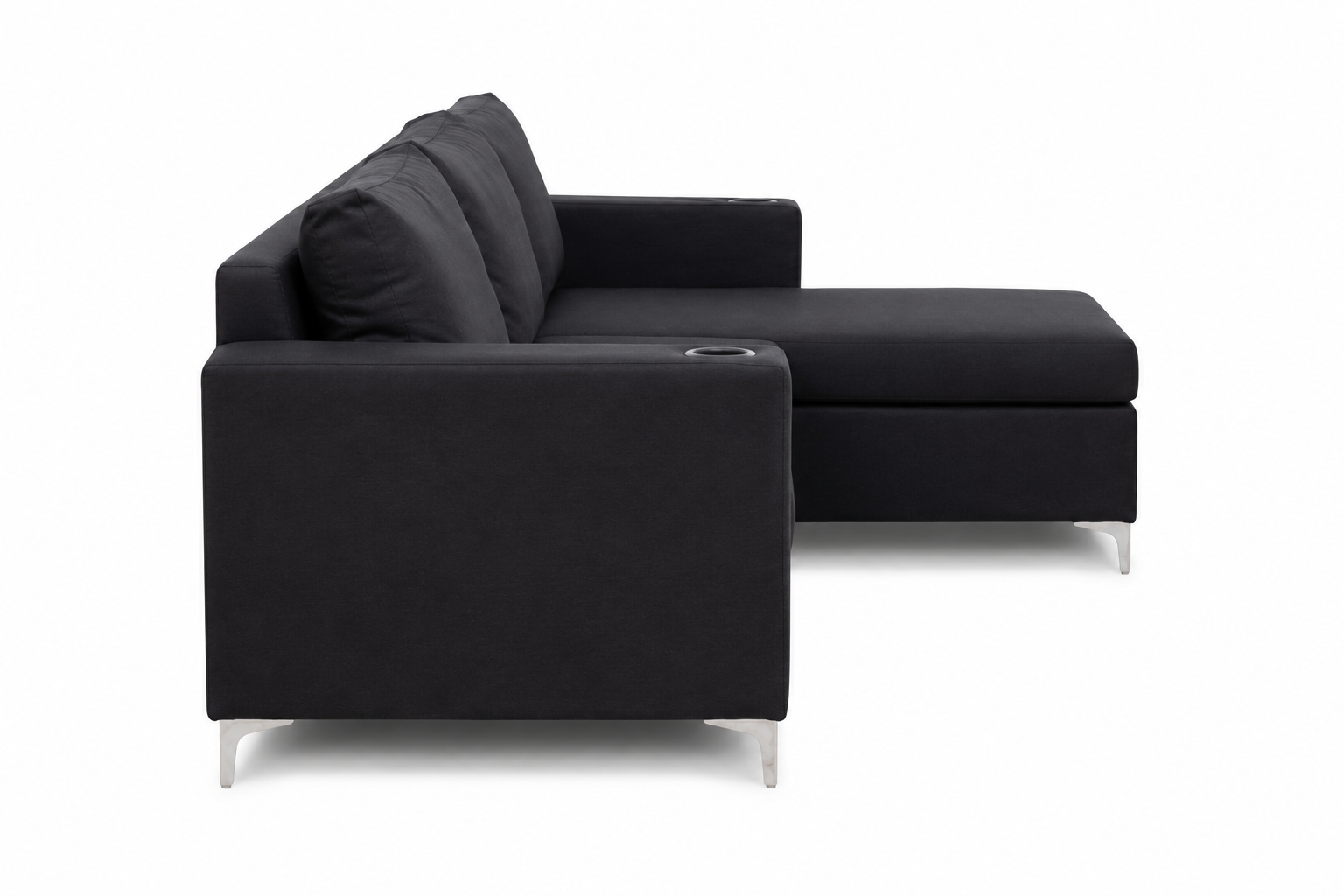 Charlie Corner Couch - Black - Side view
