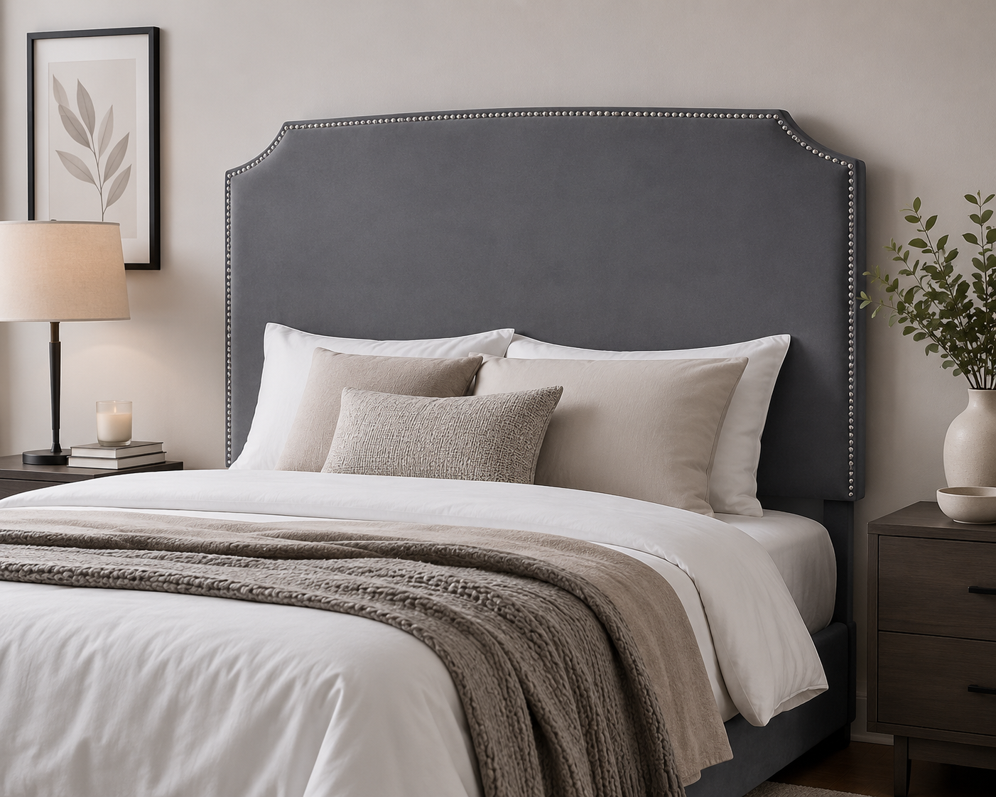 Jonathan Headboard - Grey Velvet - Lifestyle