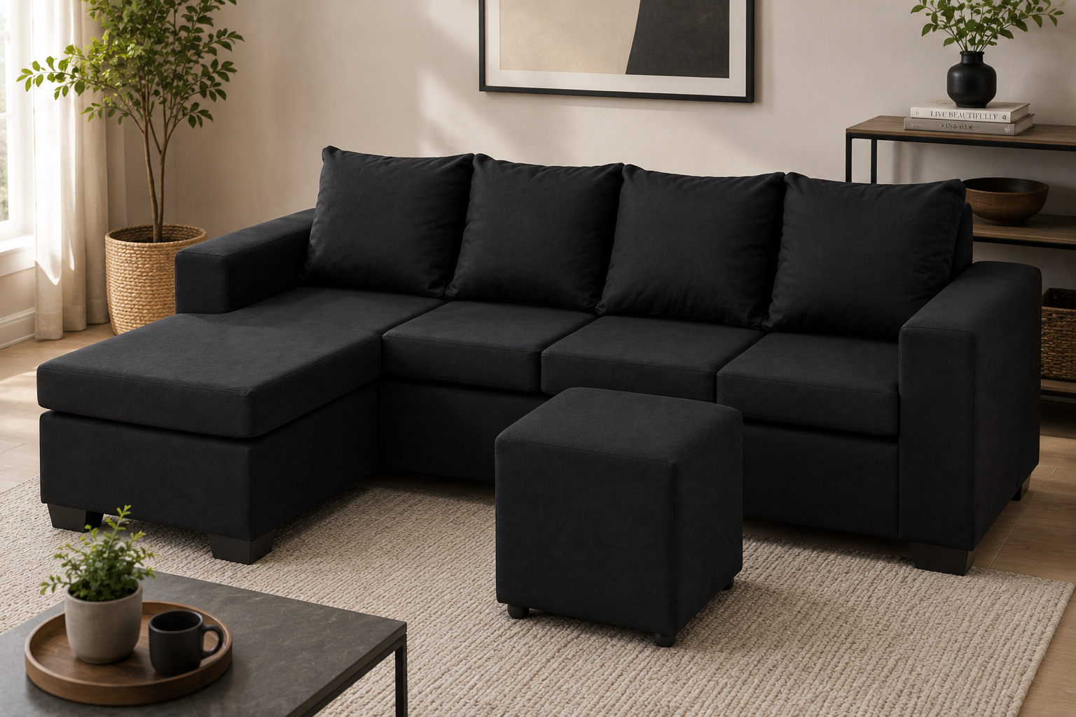 Jojo 4 Seater Sofa - Black - Lifestyle