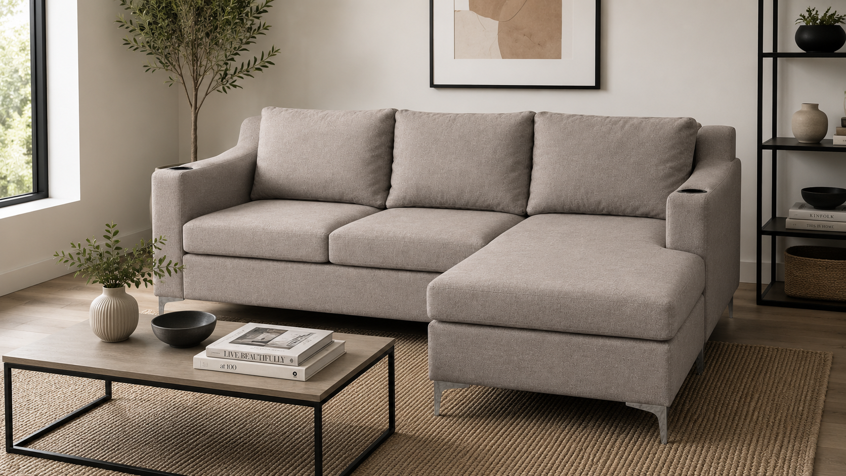 Charlie Corner Couch - Grey - Lifestyle