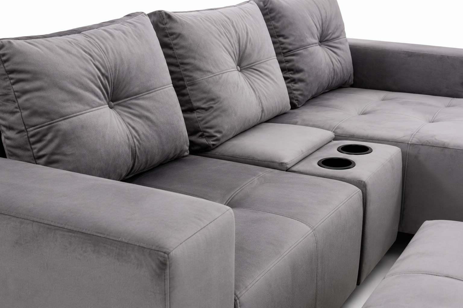 Chelsea Sofa - Left Hand Grey Velvet - Close up